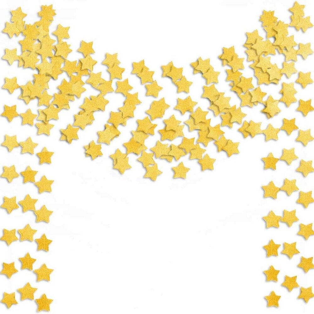 6 Pcs Gold Glitter Star Paper Garland Twinkle Bunting Banner Hanging Decorations